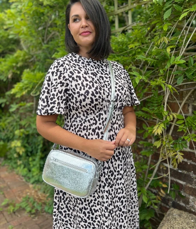 Ivory & Black Leopard Print Midi Dress