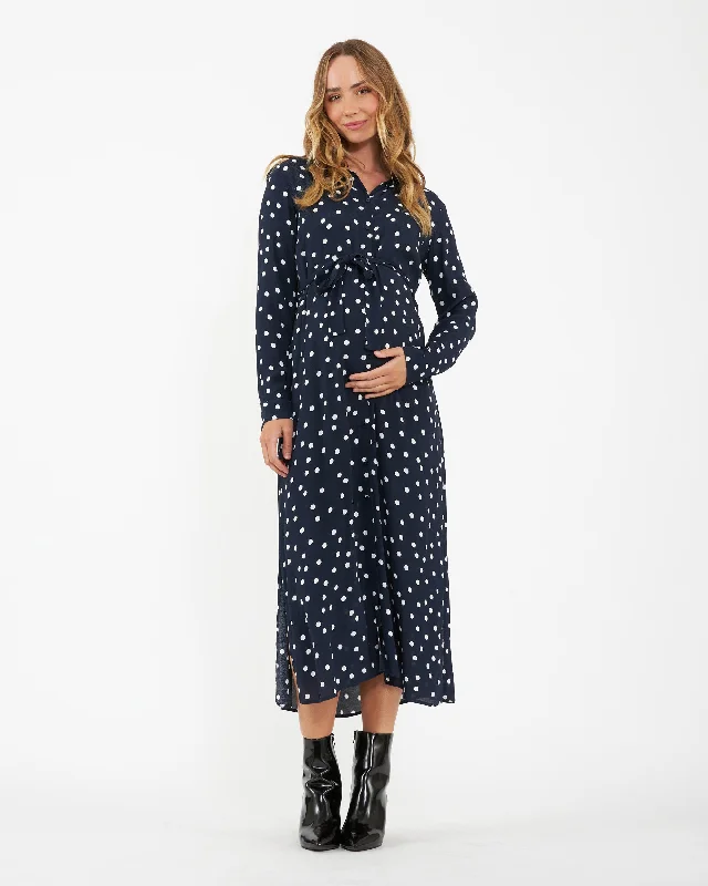 Spot Shirt Dress  Navy / White