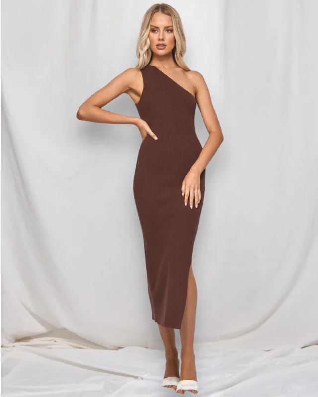 TALIA MIDI DRESS -CHOCOLATE