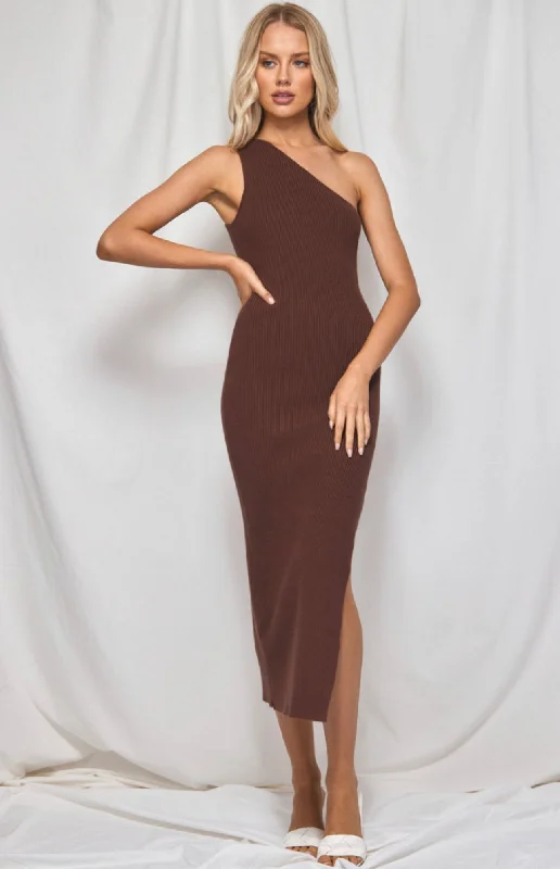 TALIA MIDI DRESS -CHOCOLATE