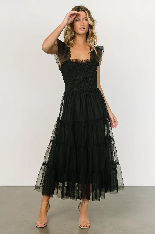 Emma Smocked Tulle Dress | Black