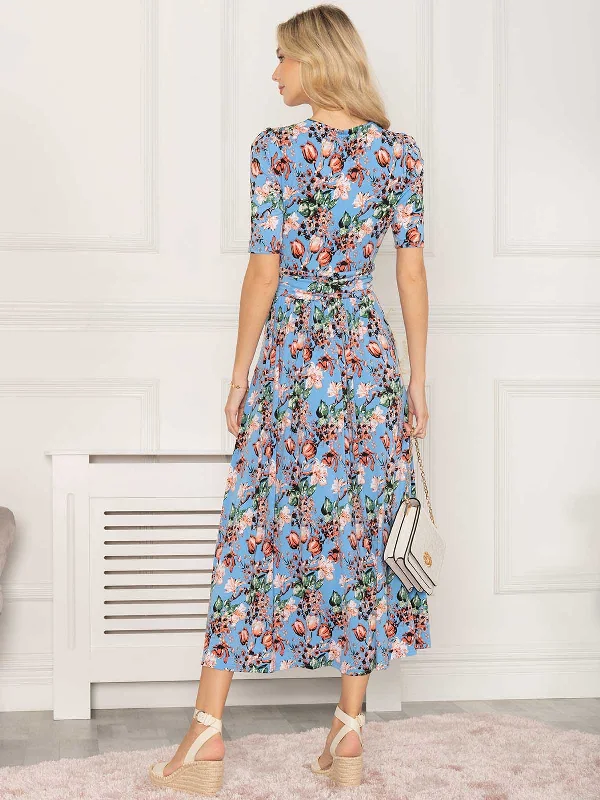 Jolie Moi Gillian Floral Maxi Dress, Royal Blue