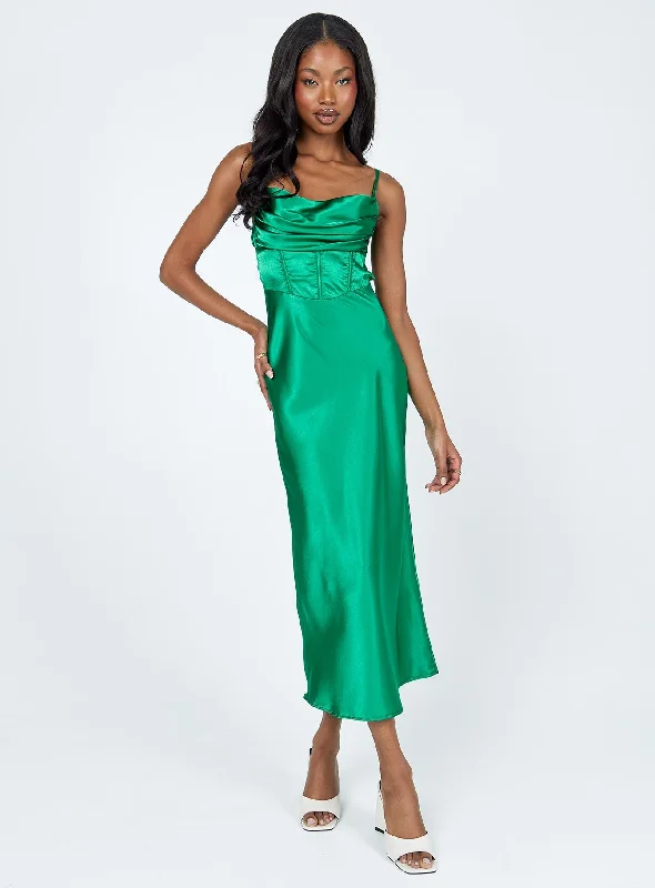 Lillie Midi Dress Forest Green