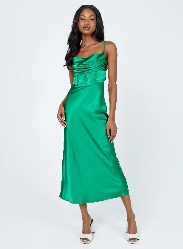 Lillie Midi Dress Forest Green