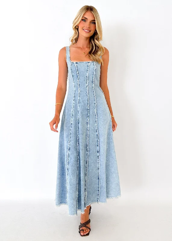 Neeva Stretch Denim Midi Dress - Light Blue