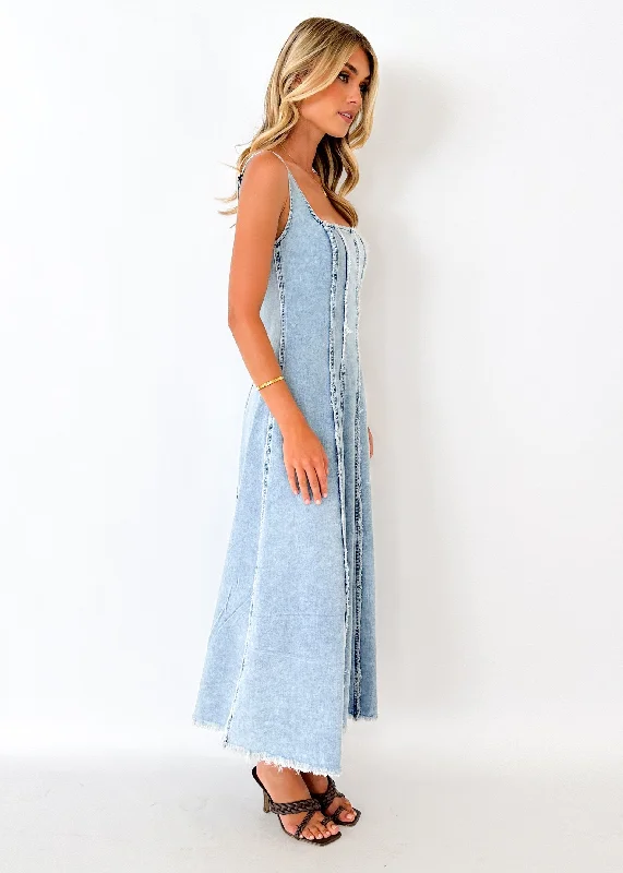 Neeva Stretch Denim Midi Dress - Light Blue