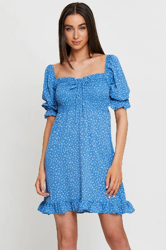 Print Midi Dress Off Shoulder