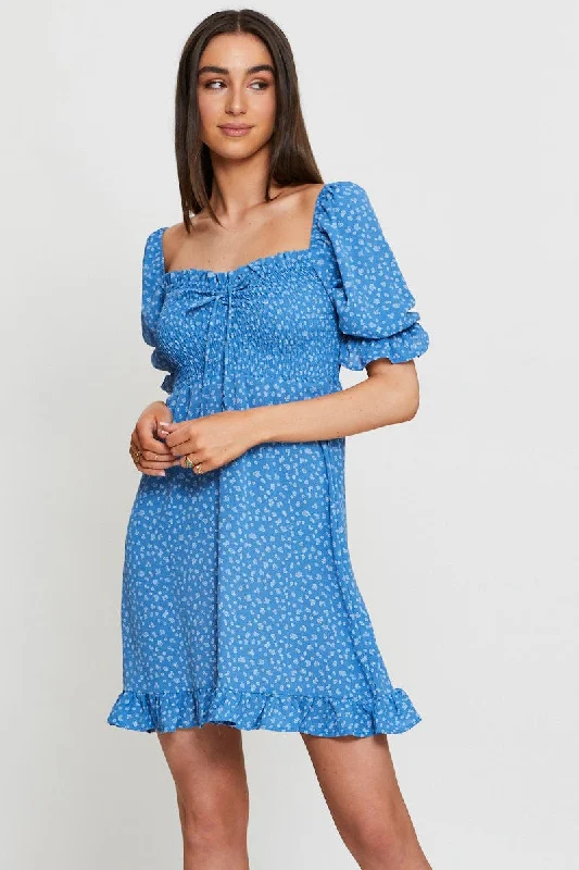 Print Midi Dress Off Shoulder