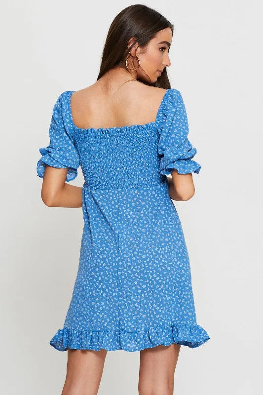 Print Midi Dress Off Shoulder