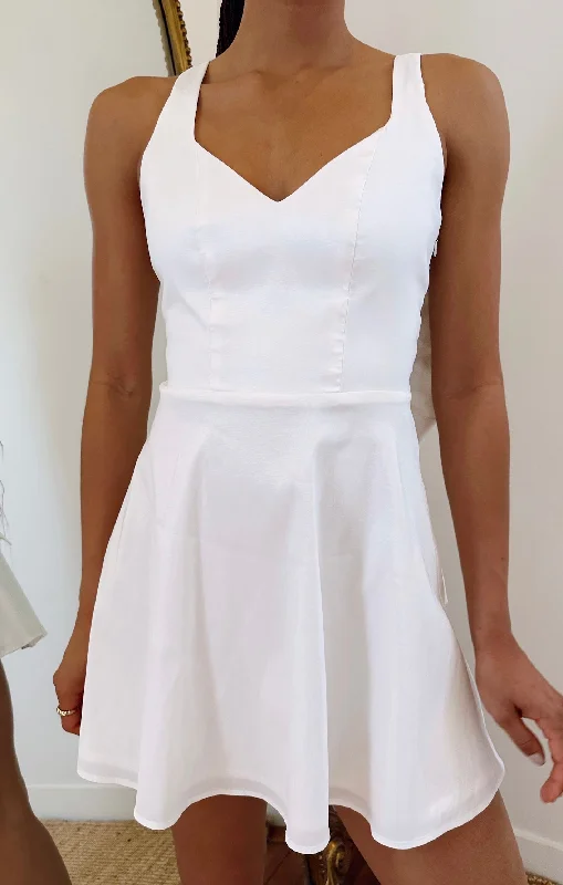 Simone Mini Dress ~ White Taffeta