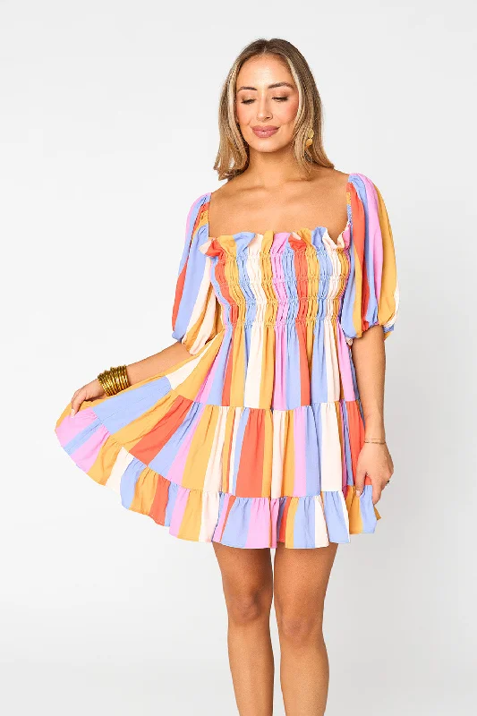 Spencer Puff Sleeve Mini Dress - Pool Boy