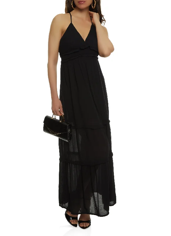 Sleeveless Tiered Empire Waist Maxi Dress