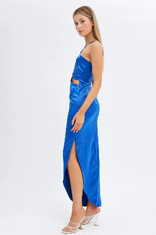 Blue Maxi Dress Side Slip