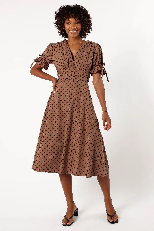 Charlie Midi Dress - Camel/Black