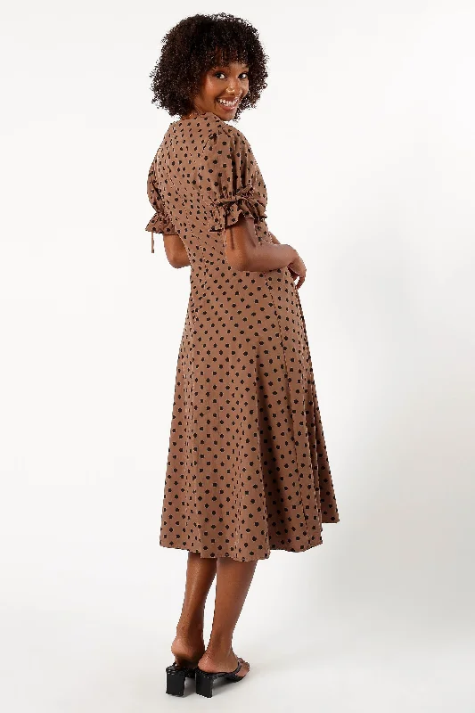 Charlie Midi Dress - Camel/Black