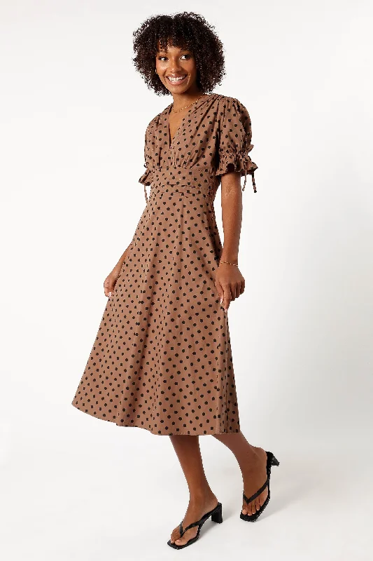 Charlie Midi Dress - Camel/Black