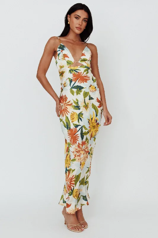 Dance Again Cut-Out Back Maxi Dress Floral Green