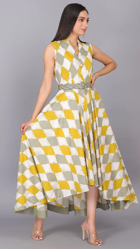 Geometric Print Up Down Maxi Dress