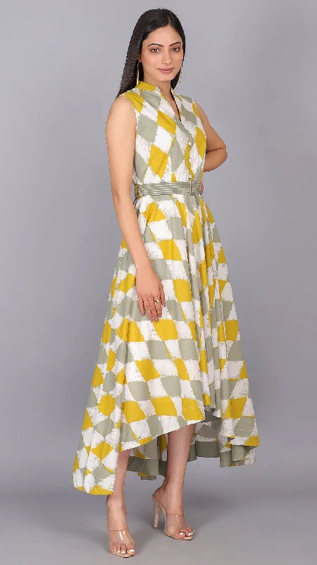 Geometric Print Up Down Maxi Dress