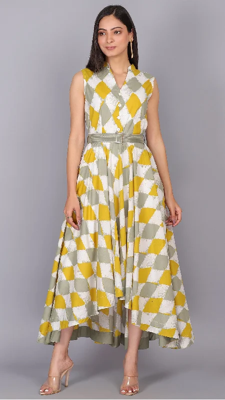 Geometric Print Up Down Maxi Dress