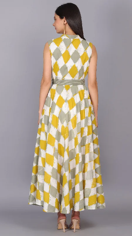 Geometric Print Up Down Maxi Dress