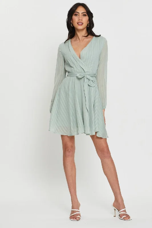 Green Mini Dress Long Sleeve