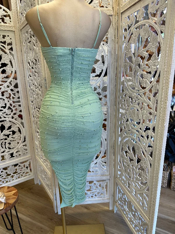 Green Pearl Detail Dress