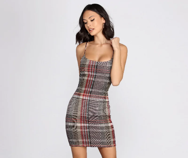 In Check Plaid Mini Dress