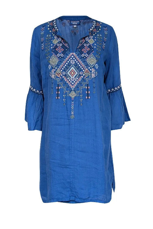 Johnny Was - Blue Embroidered Tunic Dress Sz M