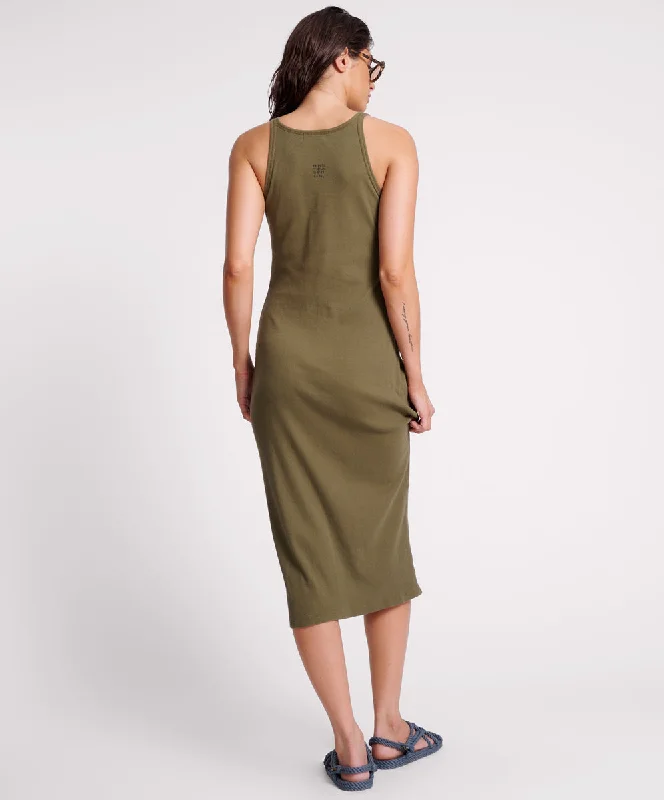 KHAKI ONE TEASPOON RIB SINGLET MIDI DRESS