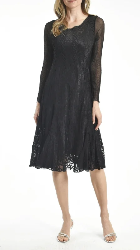 Komarov Chiffon Burnout Sleeved Dress