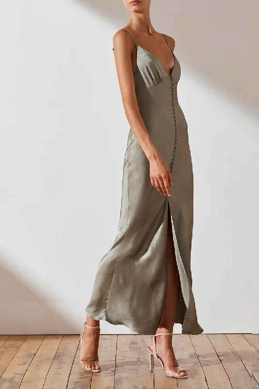 LA LUNE BIAS SLIP DRESS - SAGE