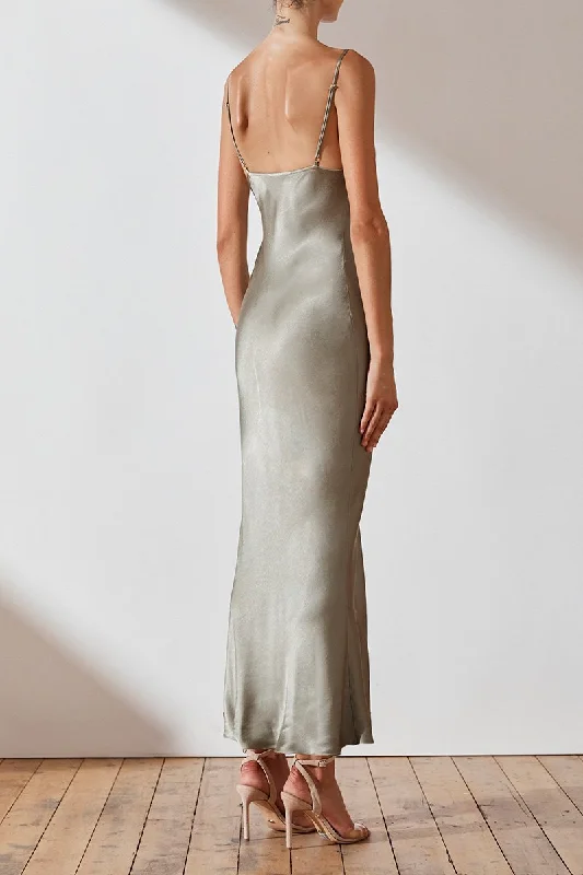 LA LUNE BIAS SLIP DRESS - SAGE