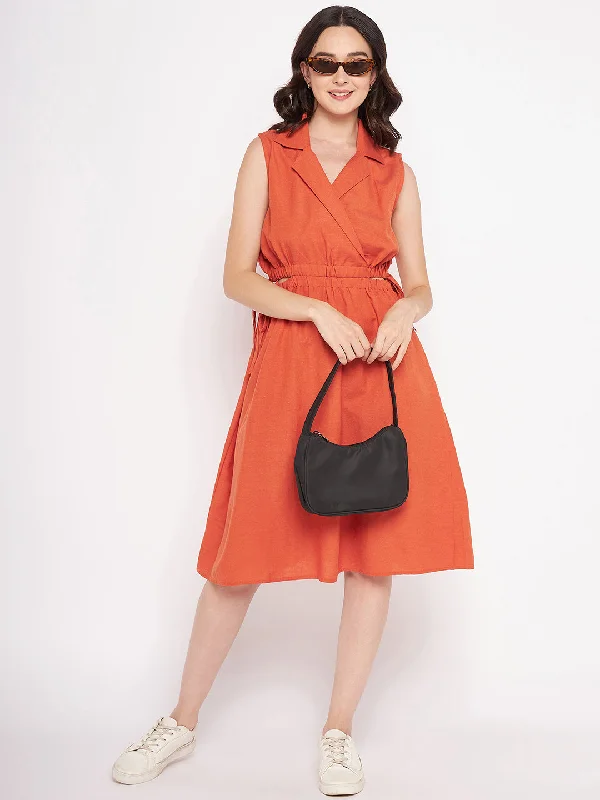 Madame Rust Side Cut Out Solid Linen Dress