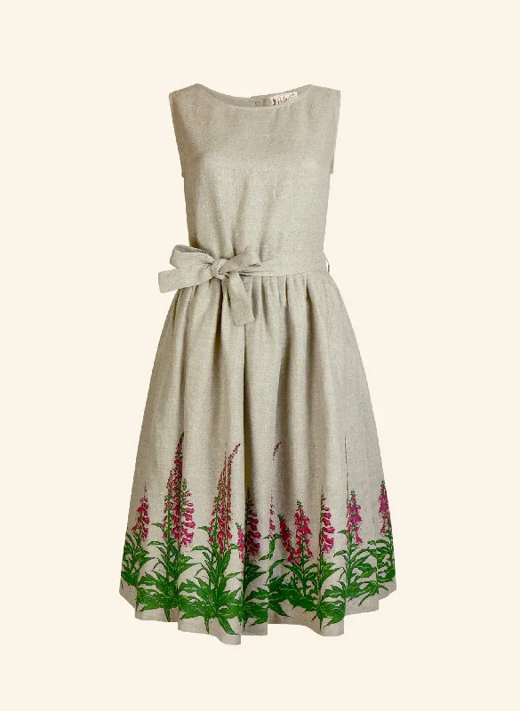 Mabel Dress - Foxgloves Natural Linen