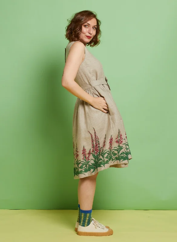 Mabel Dress - Foxgloves Natural Linen