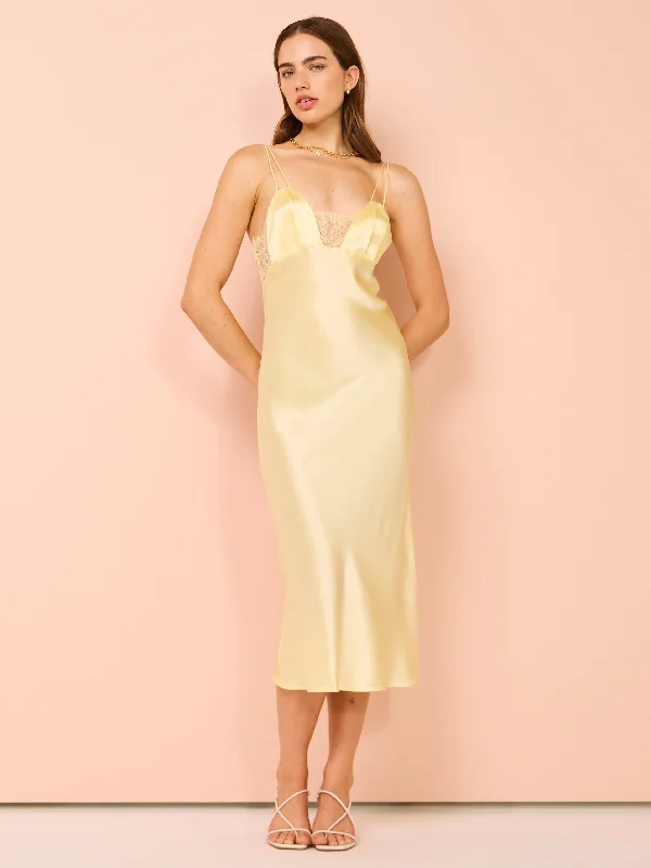 Maison Essentiele Talisa Midi Dress in Pale Yellow