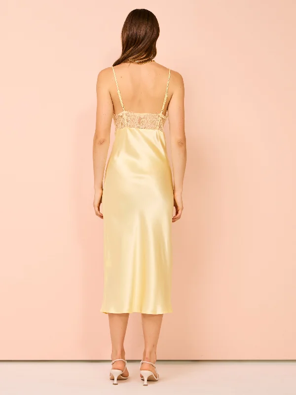 Maison Essentiele Talisa Midi Dress in Pale Yellow