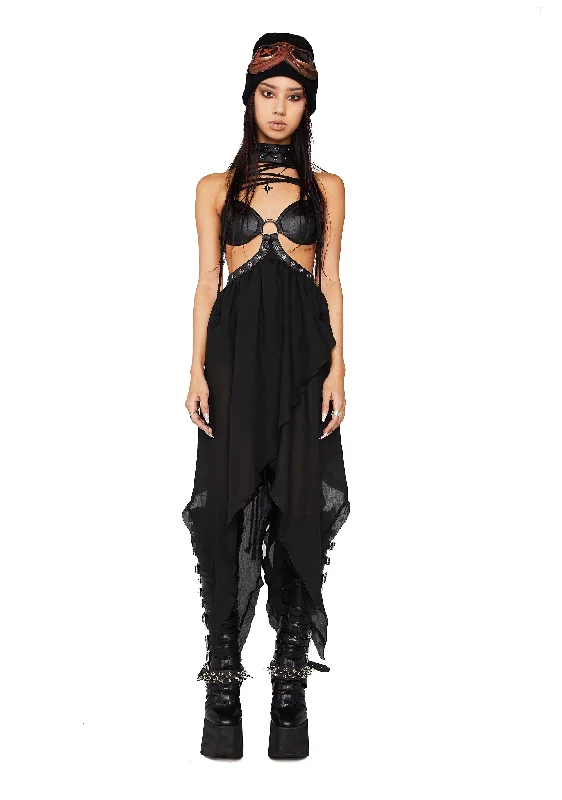 Modulation Lace-Up Harness Midi Dress