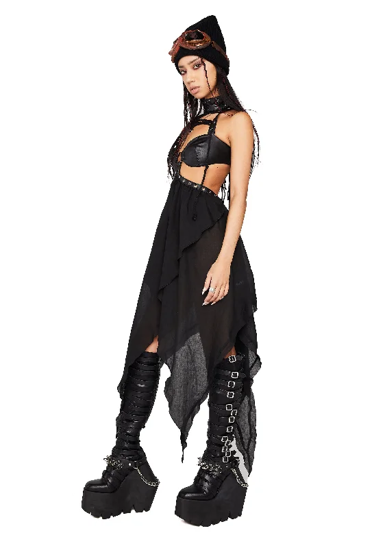 Modulation Lace-Up Harness Midi Dress