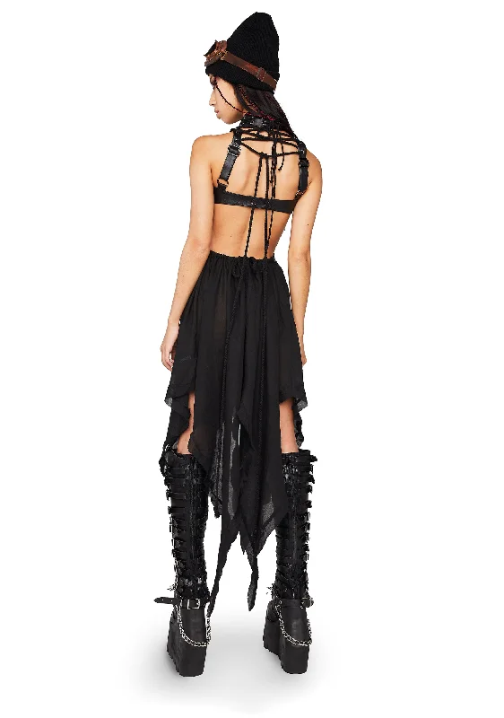 Modulation Lace-Up Harness Midi Dress