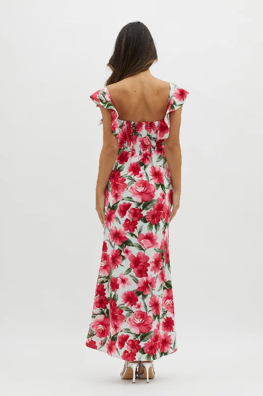 New Era Off Shoulder Maxi Dress Floral Red