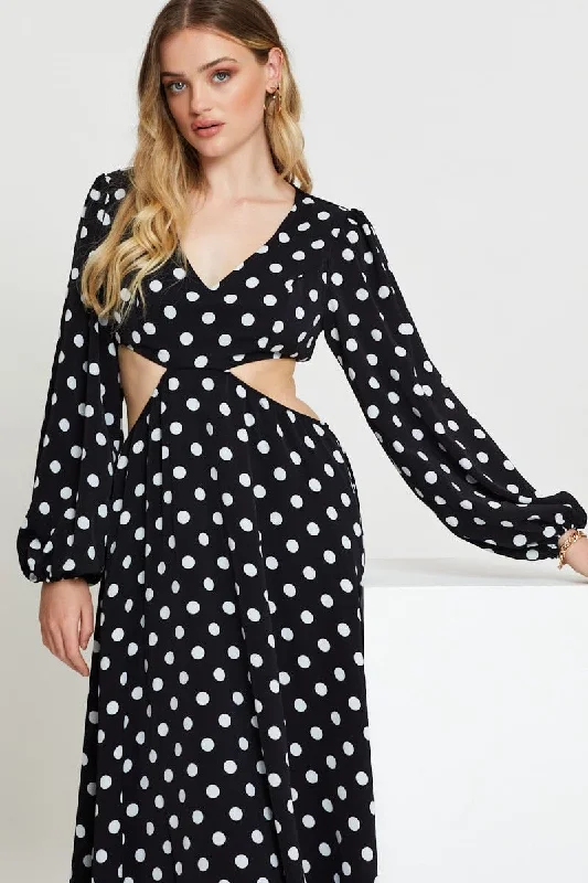 Polka Dot Max Dress Long Sleeve