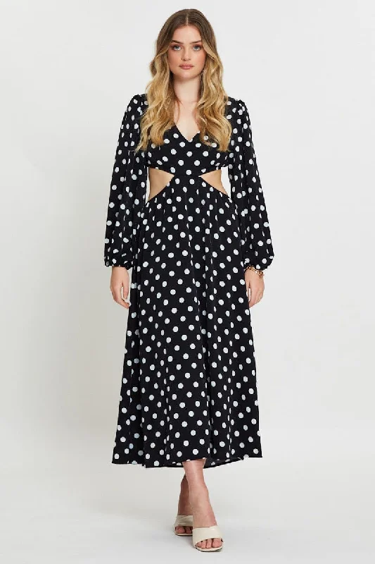 Polka Dot Max Dress Long Sleeve