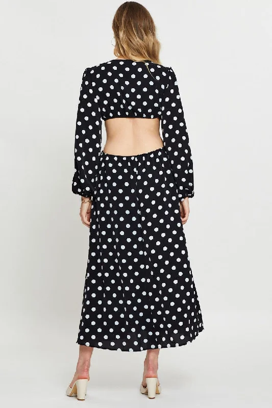 Polka Dot Max Dress Long Sleeve