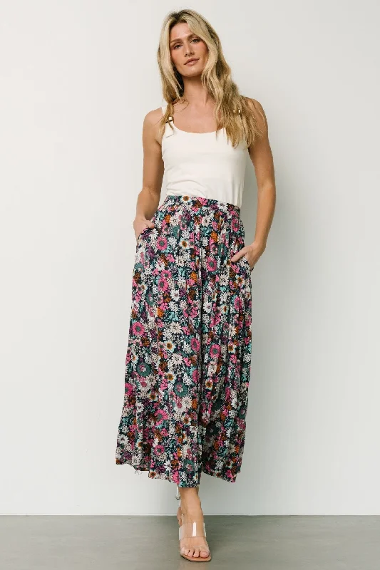 Reilly Maxi Skirt | Navy Flower Print