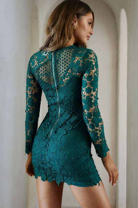 Reinhart Lace Overlay Mini Dress Jade Green