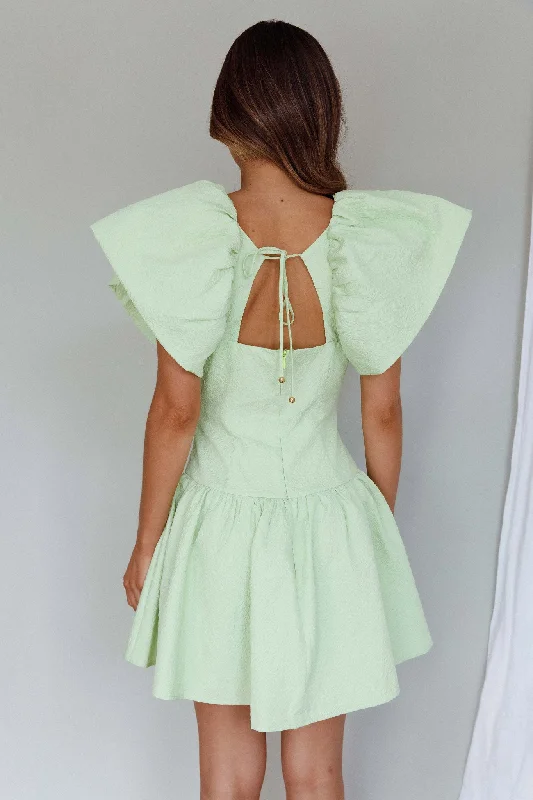 Self Love Flounce Hem Dress Lime