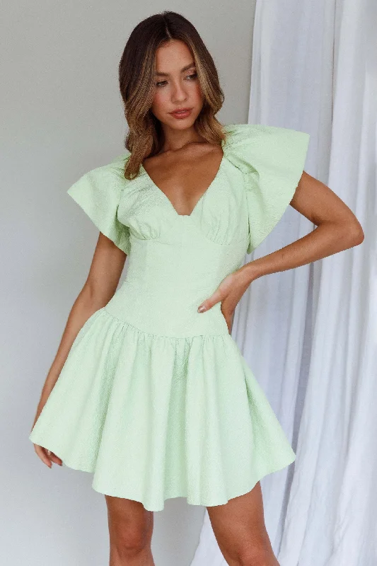 Self Love Flounce Hem Dress Lime