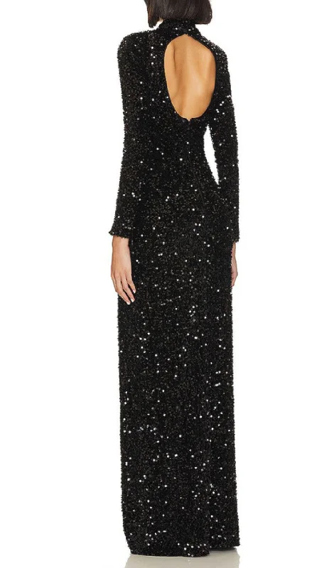 SEQUIN EMBELLISHMENTS SLIT MAXI DRESS